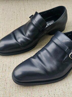 Vintage Salvatore Ferragamo Men Shoes Slip On Black Leather Size 7EE Made Italy